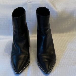 Steve Madden Black Pointed Ankle Boots with Studded Trim